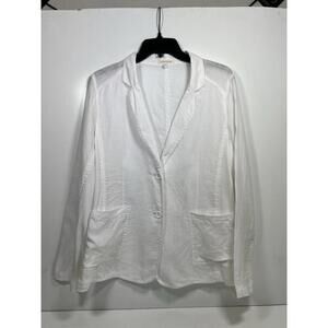 Eileen Fisher White Irish Linen Blazer Sz Med Women Quiet Luxury